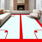 Bold Red Geometric Division Rug