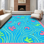 Retro Swirls Blue Pink Green Rug