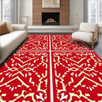 Crimson And Cream Geometric Interlace Rug