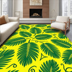 Vibrant Green Leaf Tropical Swirl Rug