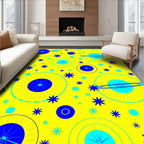 Yellow Cosmic Starburst Spaceship Rings Rug