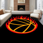 Fiery Basketball Blaze Graphic Rug