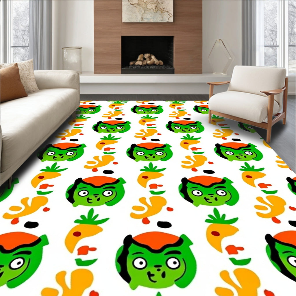 Groovy Green Character Abstract Elements Rug