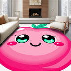 Cute Pink Kawaii Apple Face Rug
