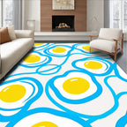 Whimsical Blue Sunny Side Up Egg Rug