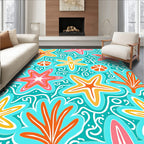 Tropical Starfish Coral Swirls Rug