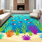 Cute Cartoon Fish Underwater Scene Rug