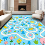Playful Dogs and Flowers Maze Rug