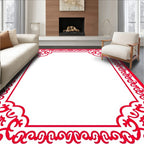 Vibrant Scarlet Floral Corner Accent Rug
