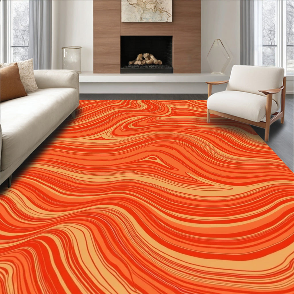 Warm Orange Swirling Agate Surface Rug