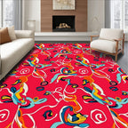 Vibrant Abstract Curving Organic Forms Rug