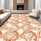 Crimson Art Nouveau Swirl Arrangement Rug