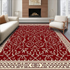 Deep Crimson Arabesque Filigree Rug