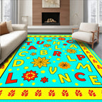 Bright Alphabet Floral Border Rug