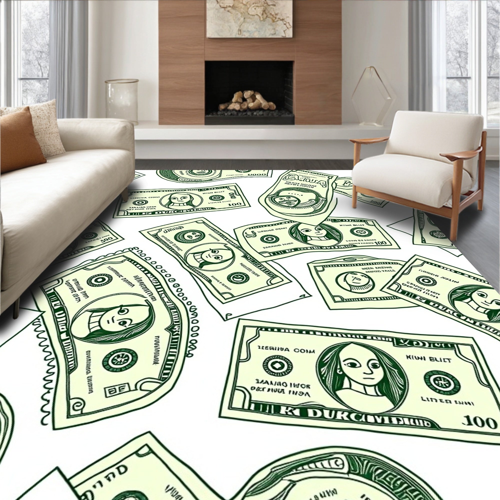 Dollar Bills Dollar Bills Green Money Rug
