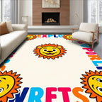 Colorful Lion Faces Around The Sun Rug