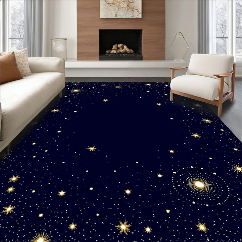 Celestial Gold Starry Night Rug