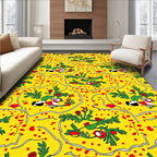Retro Yellow Floral Vespa Scooter Rug