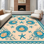 Teal Shell Starfish Medallion Beach Rug