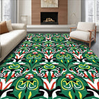 Bold Emerald Green Abstract Symmetry Rug