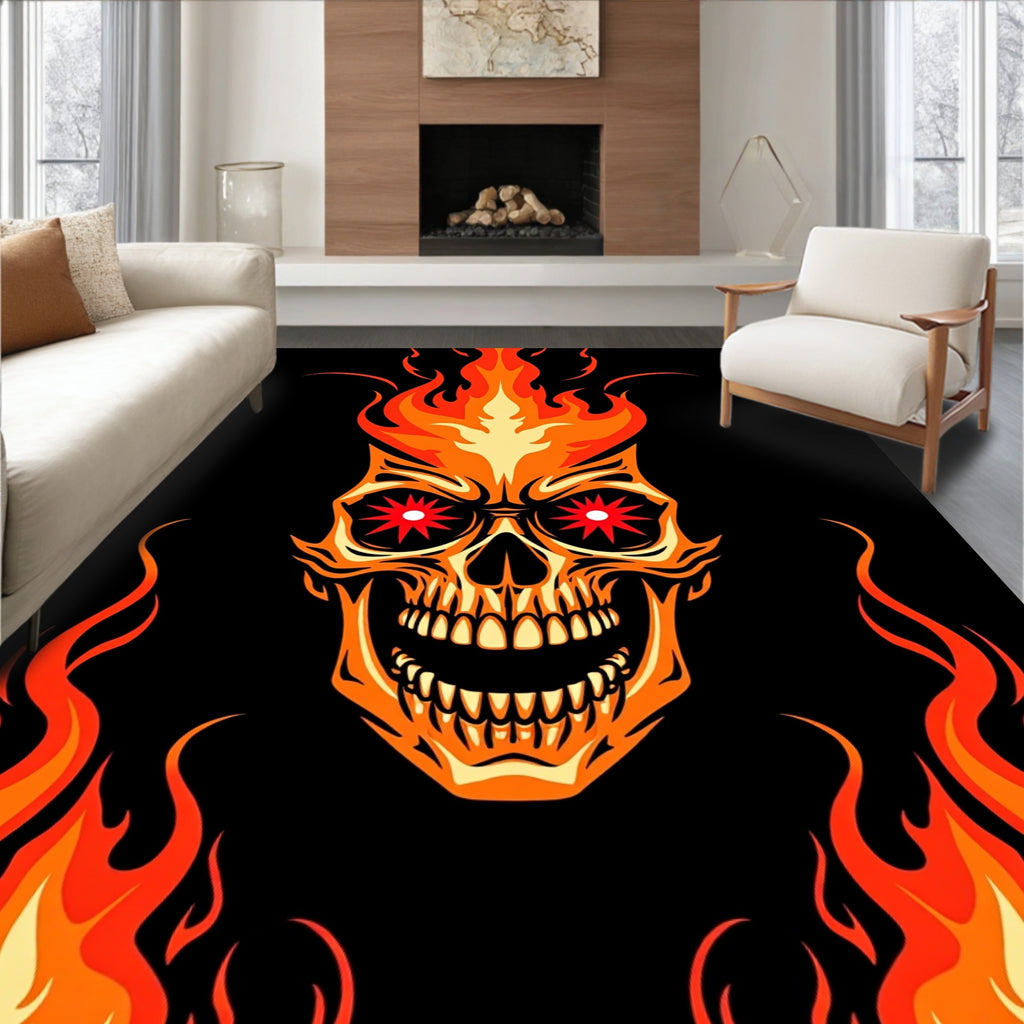 Fiery Skull Red Star EyesRug Rug