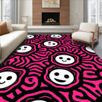 Vibrant Pink Smiley Face Sunburst Rug