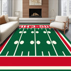 Retro Football Field Red Stripe Rug
