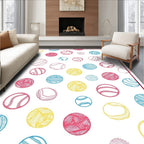 Colorful Drawn Circles Yarn Balls Rug