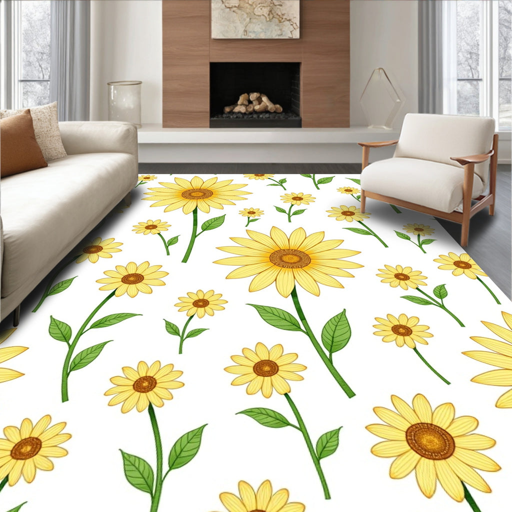 Golden Yellow Sunflower Garden Repeat Rug