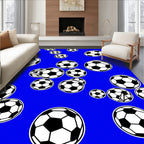 Royal Blue Soccer Ball Grouping Rug