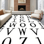Black Serif Alphabet Grid Rug
