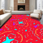 Retro Red Confetti Star Burst Rug
