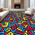 Retro Alphabet Collage Rug