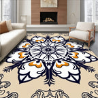 Crimson and Cream Floral Medallion Rug