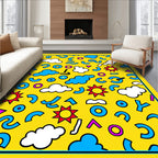 Playful Yellow Sky Sun Cloud Elements Rug