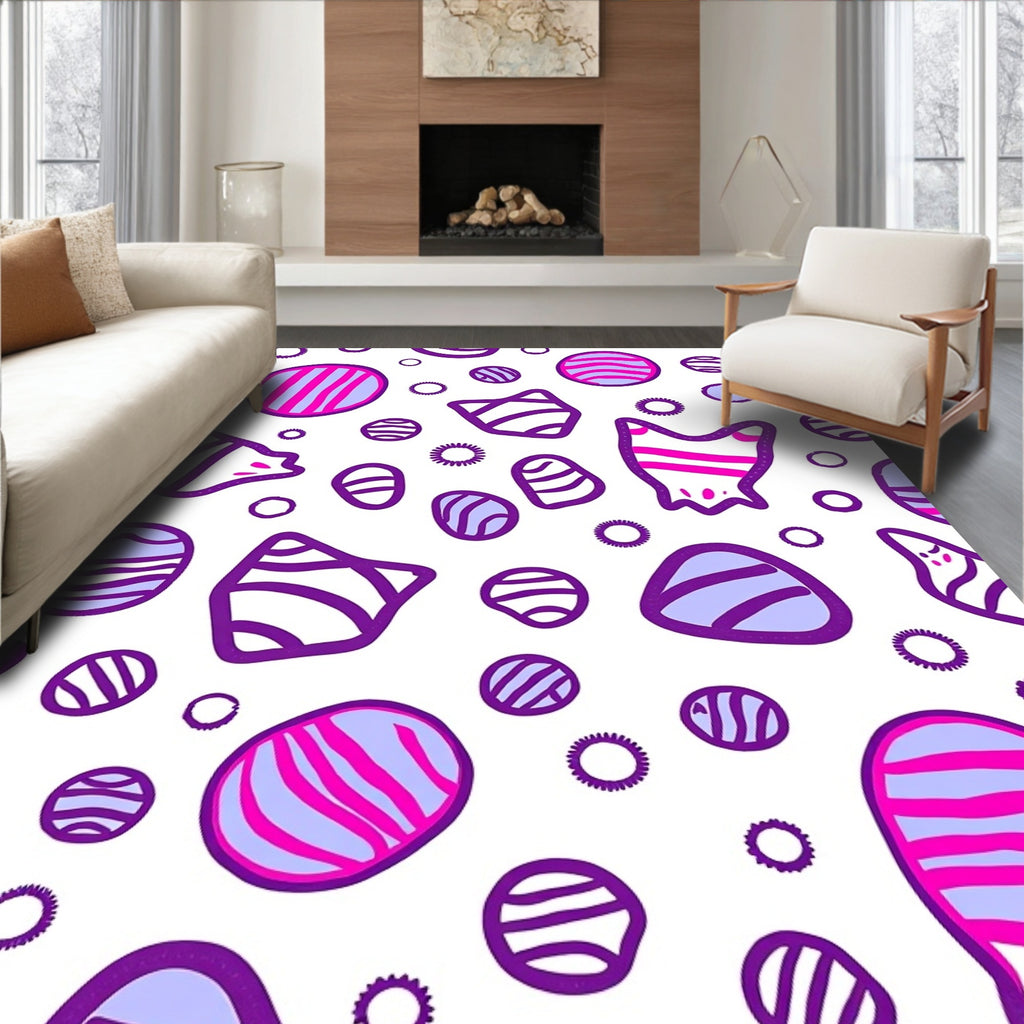 Purple Pink Abstract Organic Shapes Rug