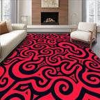 Crimson Swirl Abstract Art Rug