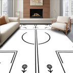 Minimalist Black White Abstract Iconography Rug