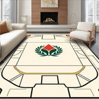 Crimson Laurel Crest Geometric Rug
