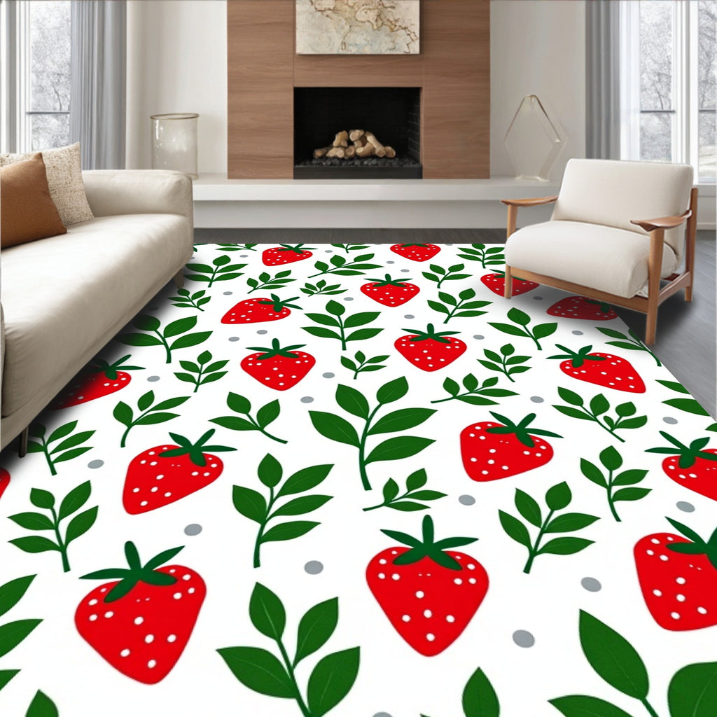 Red Strawberry Leaf Scatter Rug