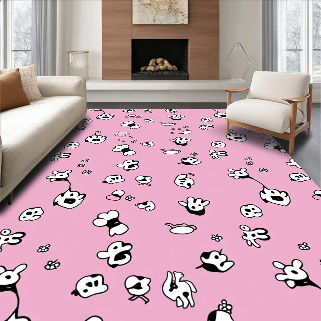 Whimsical Pink Puppy Paw Print Cloud Rug