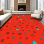 Random Red Turquoise Polka Dot Rug