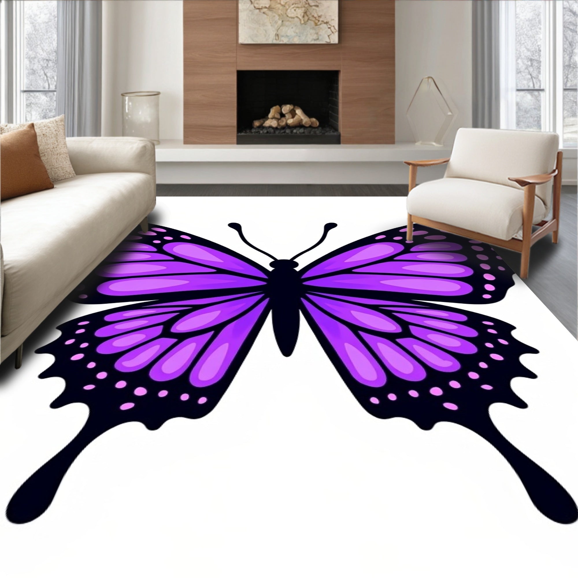 Vibrant Purple Butterfly Wing Rug