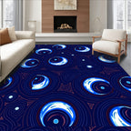 Midnight Blue Crescent Swirl Rings Rug