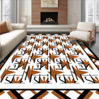 Modern Amber Geometric Overlay Rug