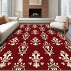 Crimson Ivory Baroque Crest Rug