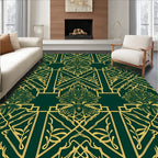 Emerald Gold Art Deco Floral Rug