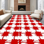 Crimson Plaid Splatter Rug