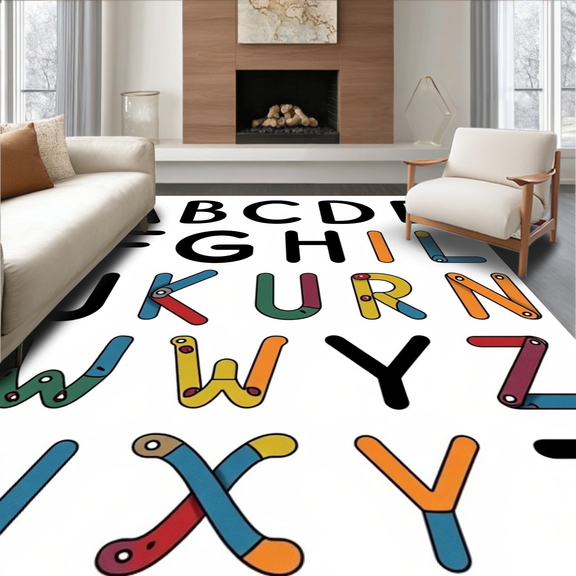 Alphabet Letters Childrens Art Print Rug