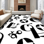Black White Typographic Letter Abstract Rug